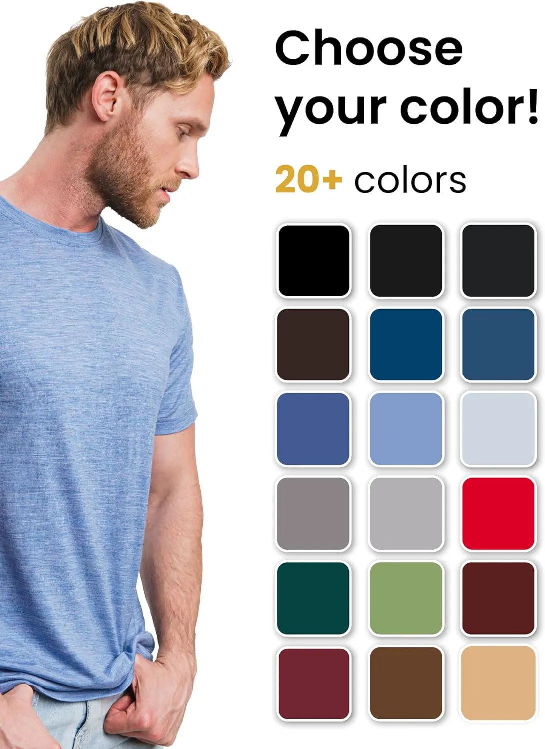 Merino.tech Merino Wool T-Shirt Mens - 100% Merino Wool Undershirt Lightweight Base Layer