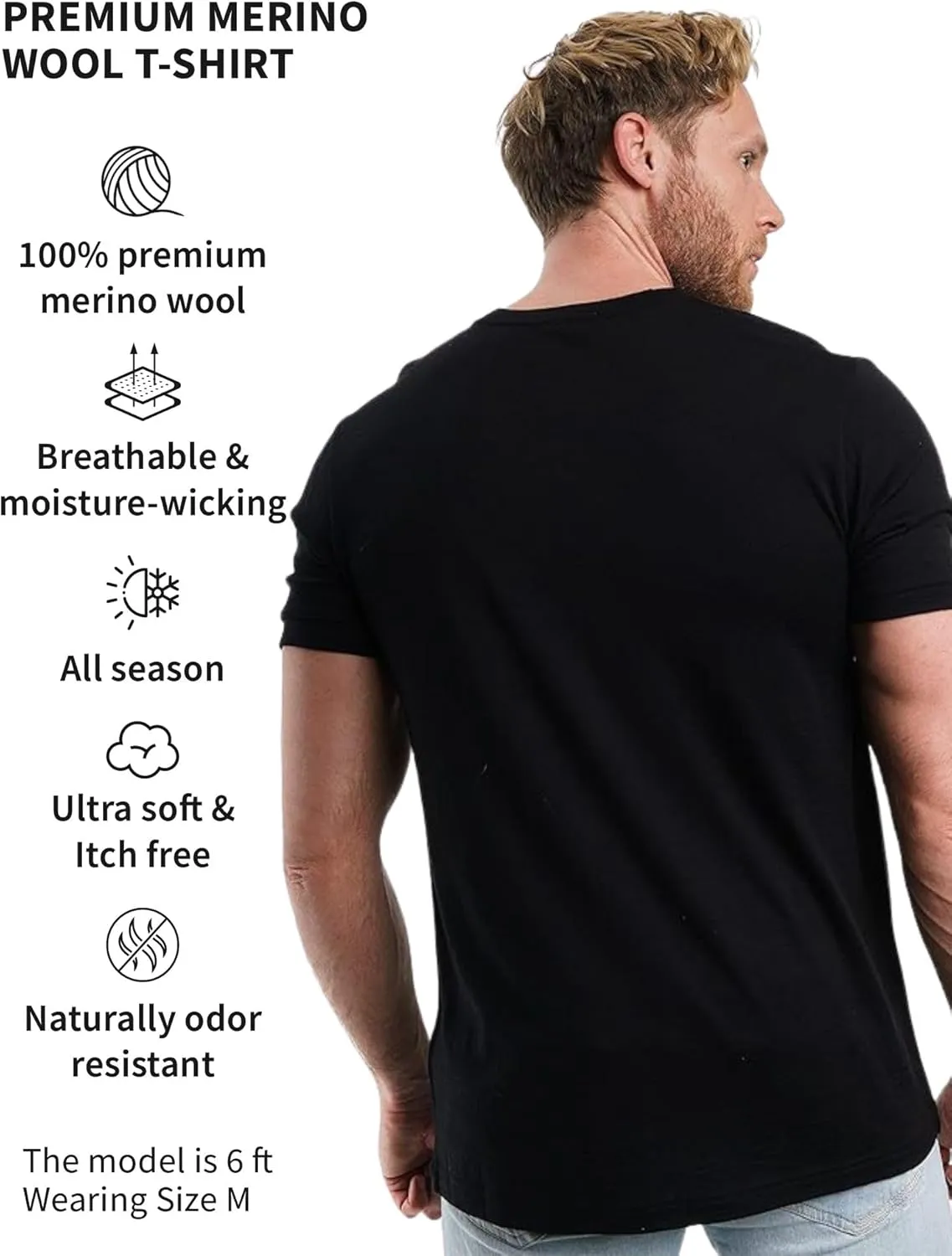 Merino.tech Merino Wool T-Shirt Mens - 100% Merino Wool Undershirt Lightweight Base Layer