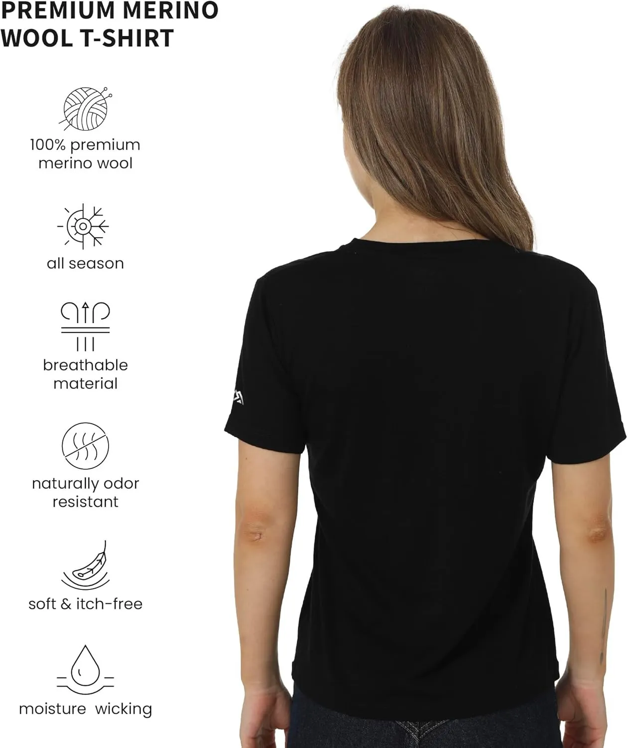 Merino.tech Merino Wool T Shirt Women - 100% Merino Wool Base Layer Women Short Sleeve Moisture-Wicking Tee and Hiking Socks