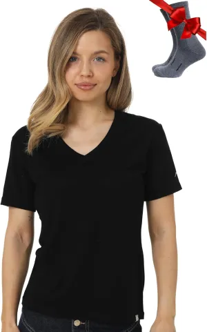 Merino.tech Merino Wool T Shirt Women - 100% Merino Wool Base Layer Women Short Sleeve Moisture-Wicking Tee and Hiking Socks