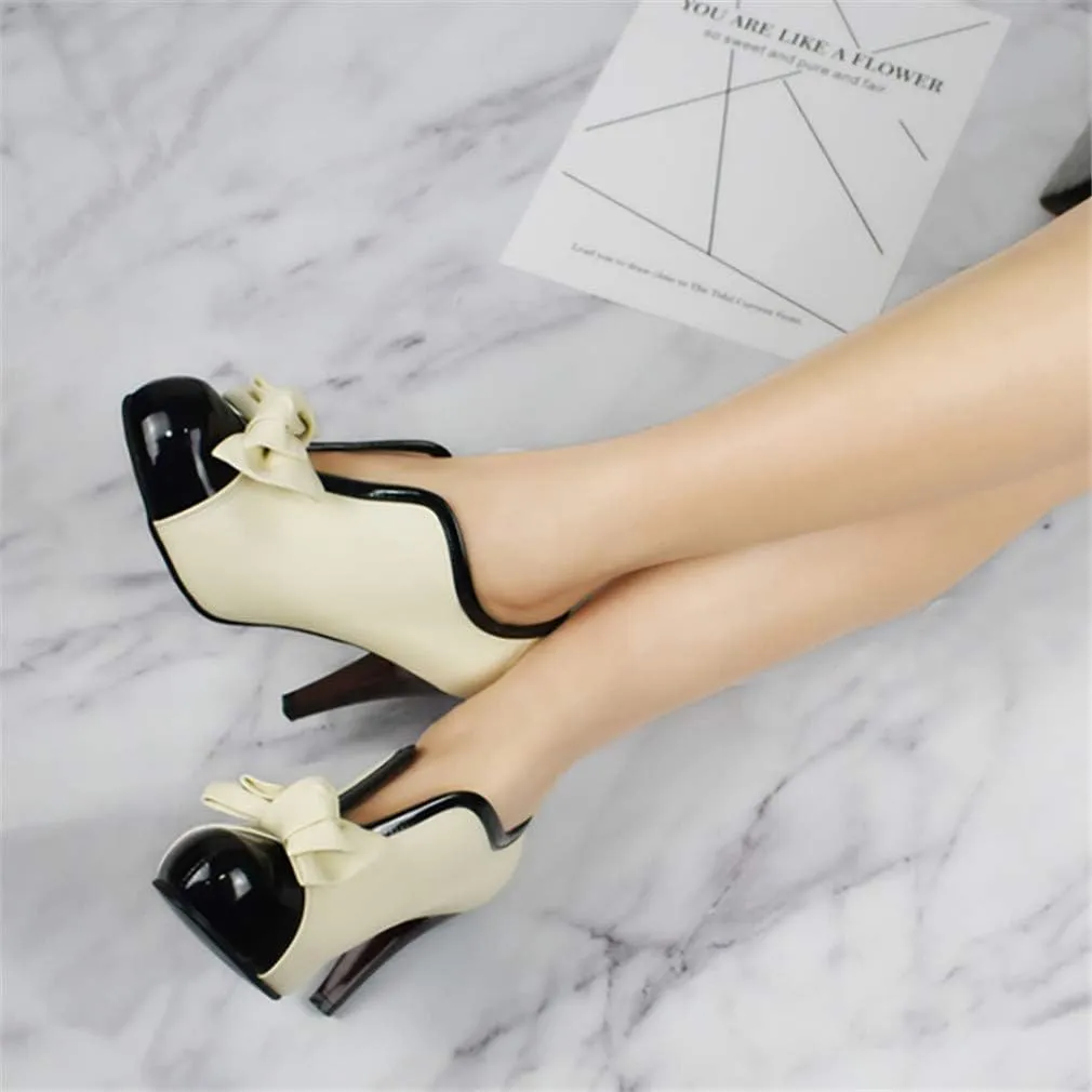 MFairy Fashion Classic Platform Pumps for Women with Bowties Sexy High Heeled Slip on Shoes