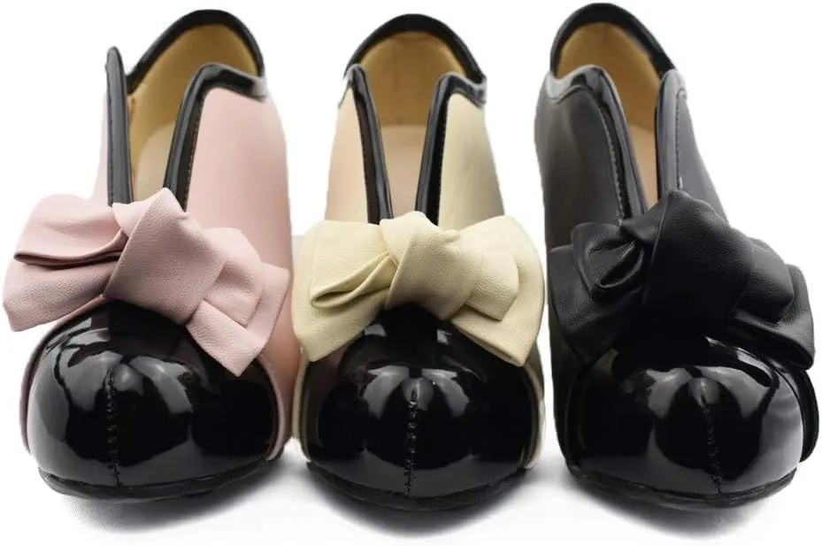 MFairy Fashion Classic Platform Pumps for Women with Bowties Sexy High Heeled Slip on Shoes