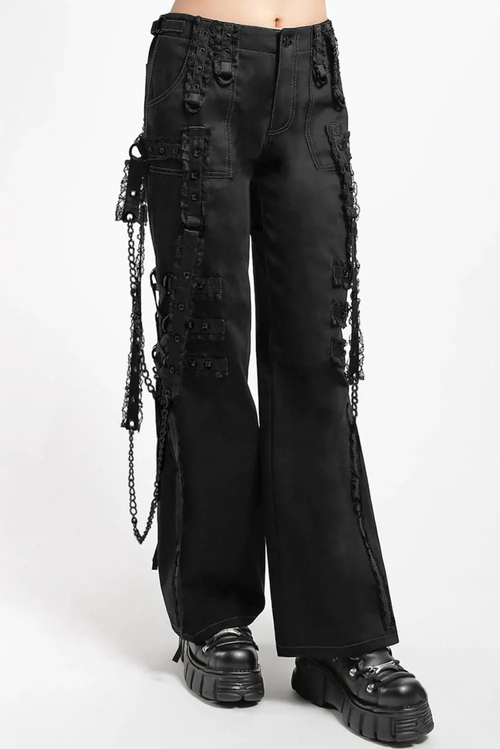 Midnight Dark Street Chain Pants [Black/Black]