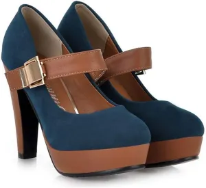 MIOKE Women's Platform High Chunky Block Heel Pumps Round Toe Buckle Strap Comfort Mary Jane Dress Shoes