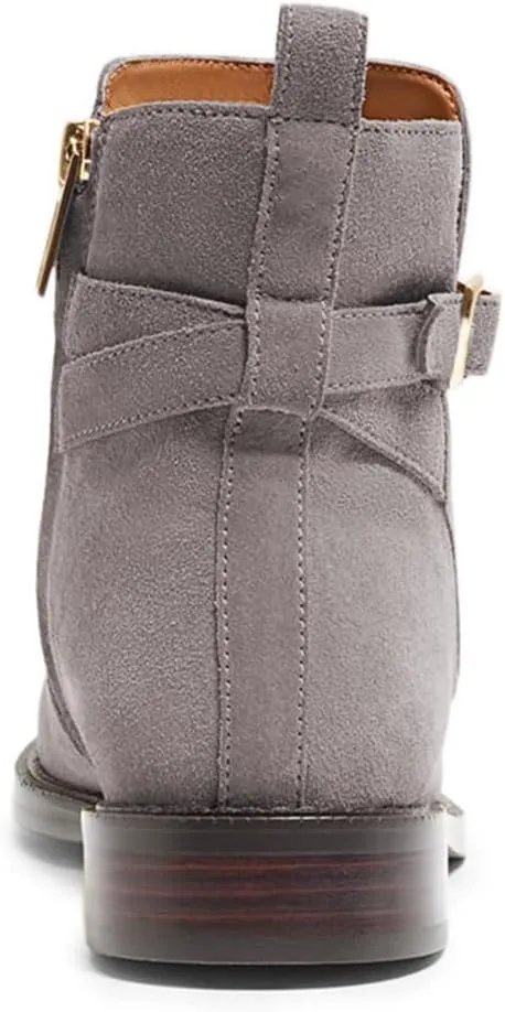 miss left Women Classic Cross Strappy Ankle Boots Closed Round Toe Side Zipper Flat Short Booties Trendy Winter Daily Wear Shoes Size 4-16 US