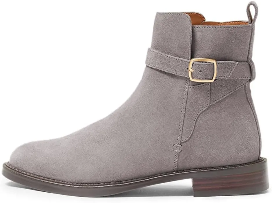 miss left Women Classic Cross Strappy Ankle Boots Closed Round Toe Side Zipper Flat Short Booties Trendy Winter Daily Wear Shoes Size 4-16 US