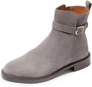 miss left Women Classic Cross Strappy Ankle Boots Closed Round Toe Side Zipper Flat Short Booties Trendy Winter Daily Wear Shoes Size 4-16 US