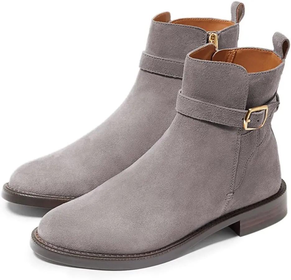 miss left Women Classic Cross Strappy Ankle Boots Closed Round Toe Side Zipper Flat Short Booties Trendy Winter Daily Wear Shoes Size 4-16 US