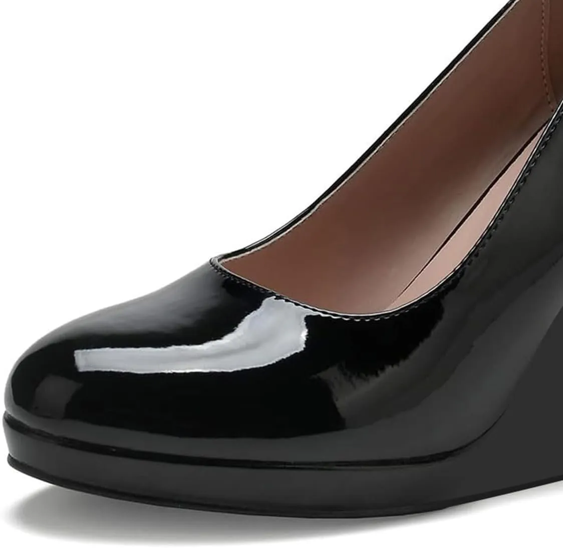 miss left Women Classic Rounded Closed Toe High Heel Pumps Slip On Wedges Heeled Shoes for Formal Office Working Daily Size 4-16 US