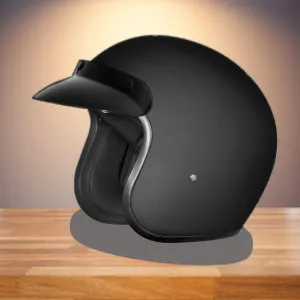 Motorcycle Black Daytona Cruiser DOT Approved Open FACE New Helmet Flat BLK New (XS Regular)