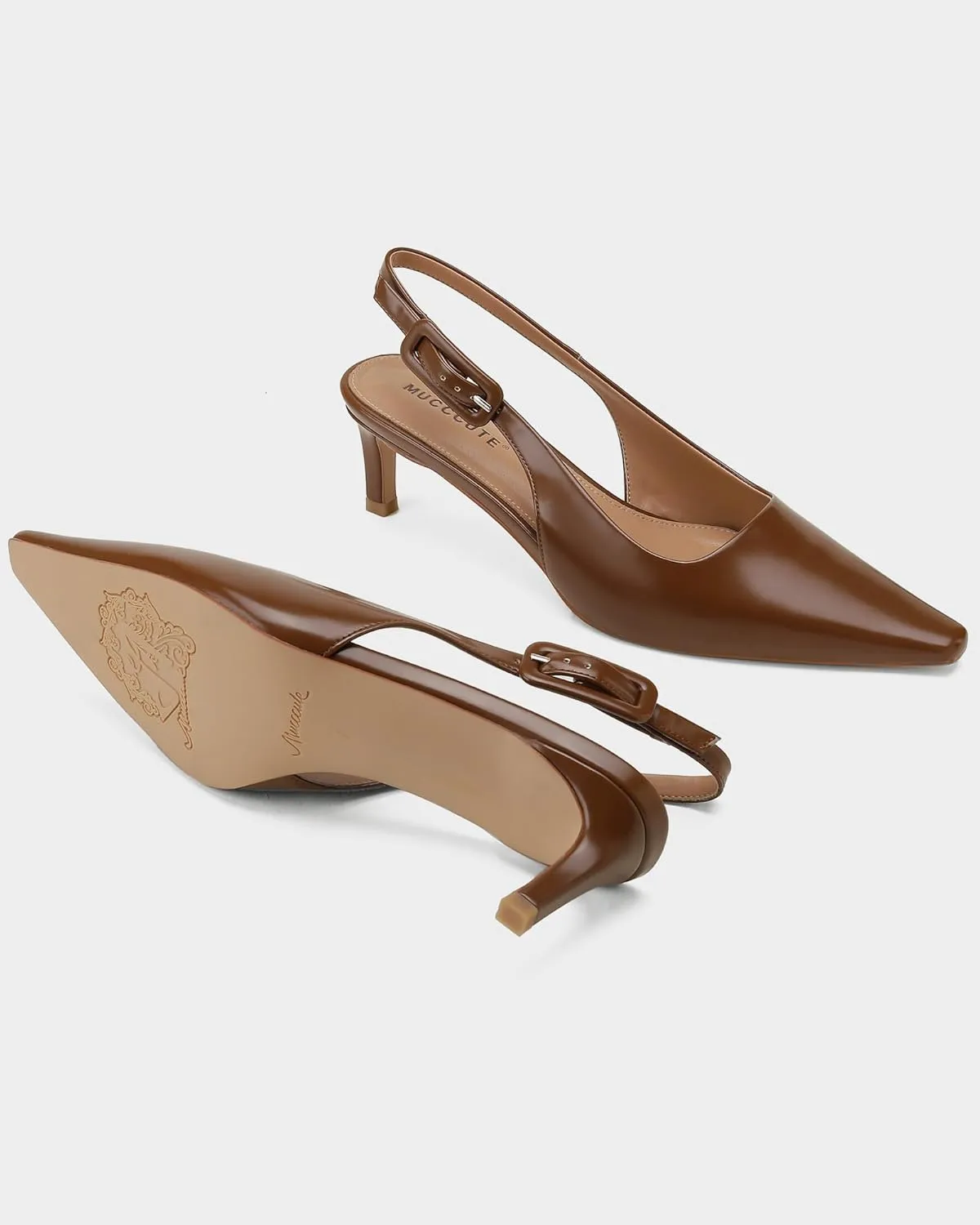 MUCCCUTE Slingback Heels for Women Closed Pointed Toe Heels Women's Pumps 2 3/5" Mid Heel Comfortable Office Wedding Party Pump