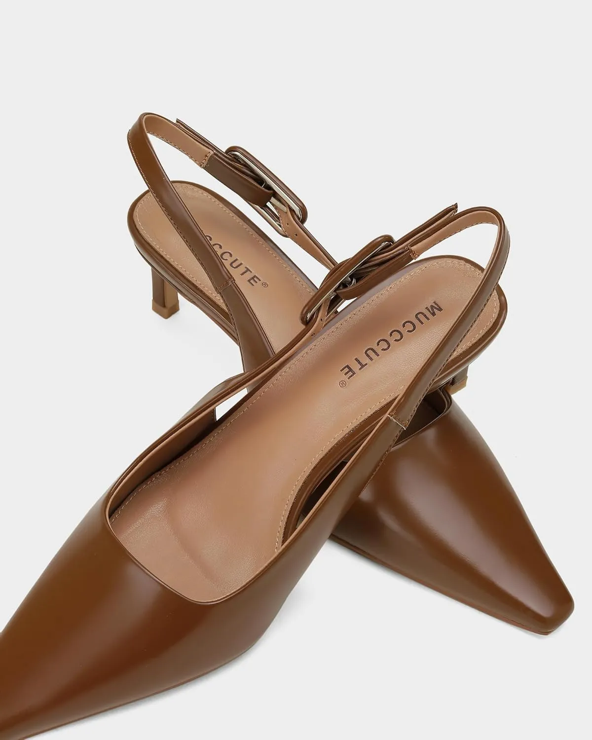 MUCCCUTE Slingback Heels for Women Closed Pointed Toe Heels Women's Pumps 2 3/5" Mid Heel Comfortable Office Wedding Party Pump