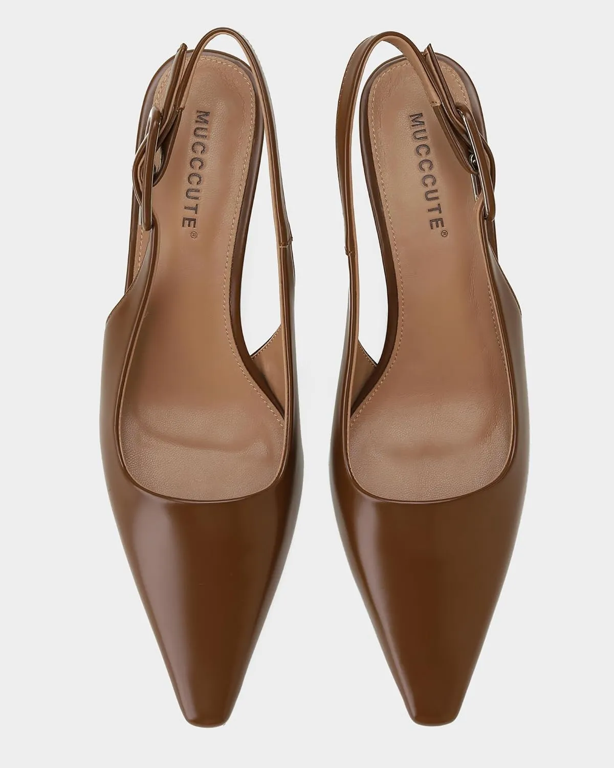 MUCCCUTE Slingback Heels for Women Closed Pointed Toe Heels Women's Pumps 2 3/5" Mid Heel Comfortable Office Wedding Party Pump