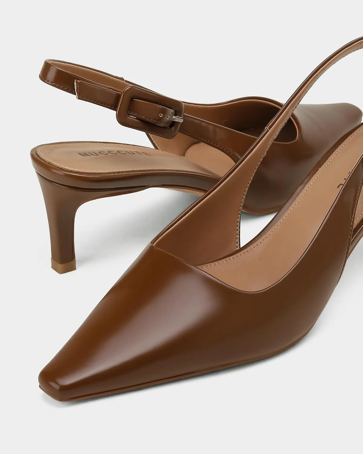 MUCCCUTE Slingback Heels for Women Closed Pointed Toe Heels Women's Pumps 2 3/5" Mid Heel Comfortable Office Wedding Party Pump