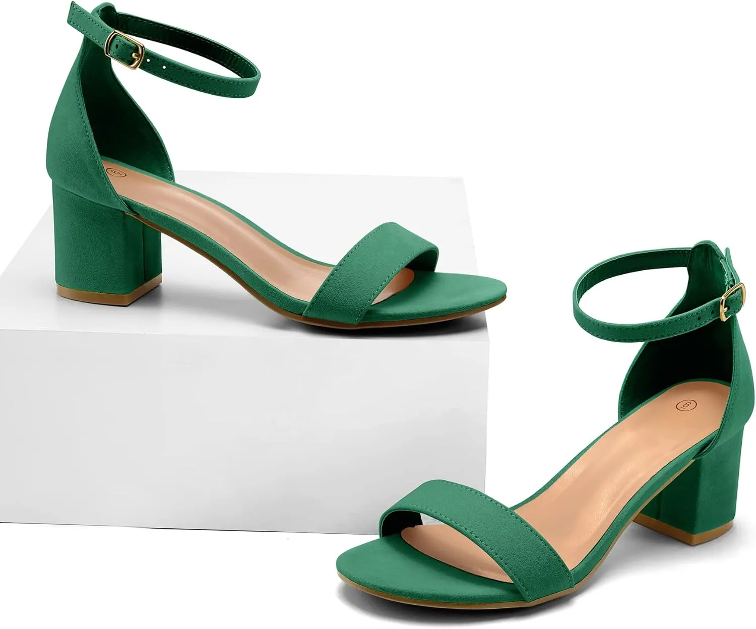 mysoft Women's Chunky Low Heels Open Toe Block Heeled Dress Ankle Strap Pump Wedding Sandals