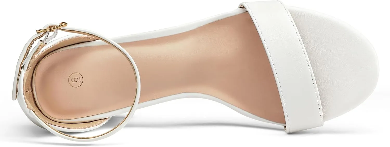 mysoft Women's Chunky Low Heels Open Toe Block Heeled Dress Ankle Strap Pump Wedding Sandals