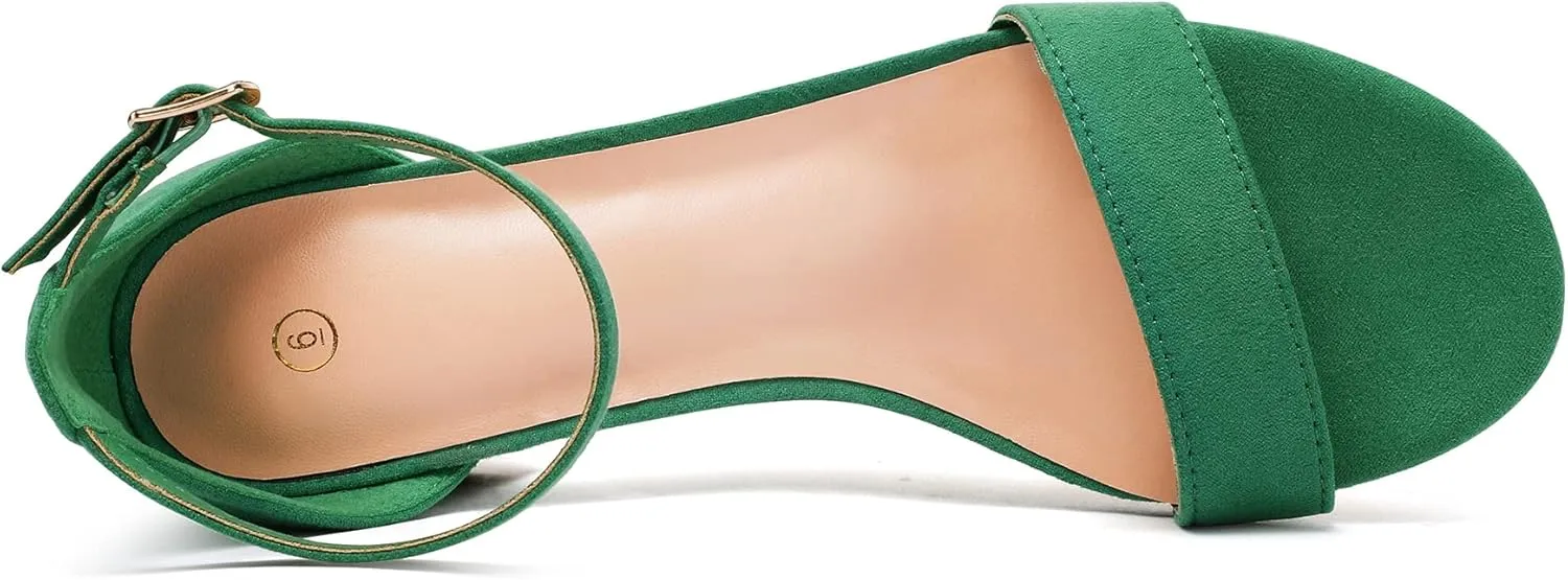 mysoft Women's Chunky Low Heels Open Toe Block Heeled Dress Ankle Strap Pump Wedding Sandals