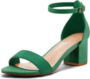 mysoft Women's Chunky Low Heels Open Toe Block Heeled Dress Ankle Strap Pump Wedding Sandals