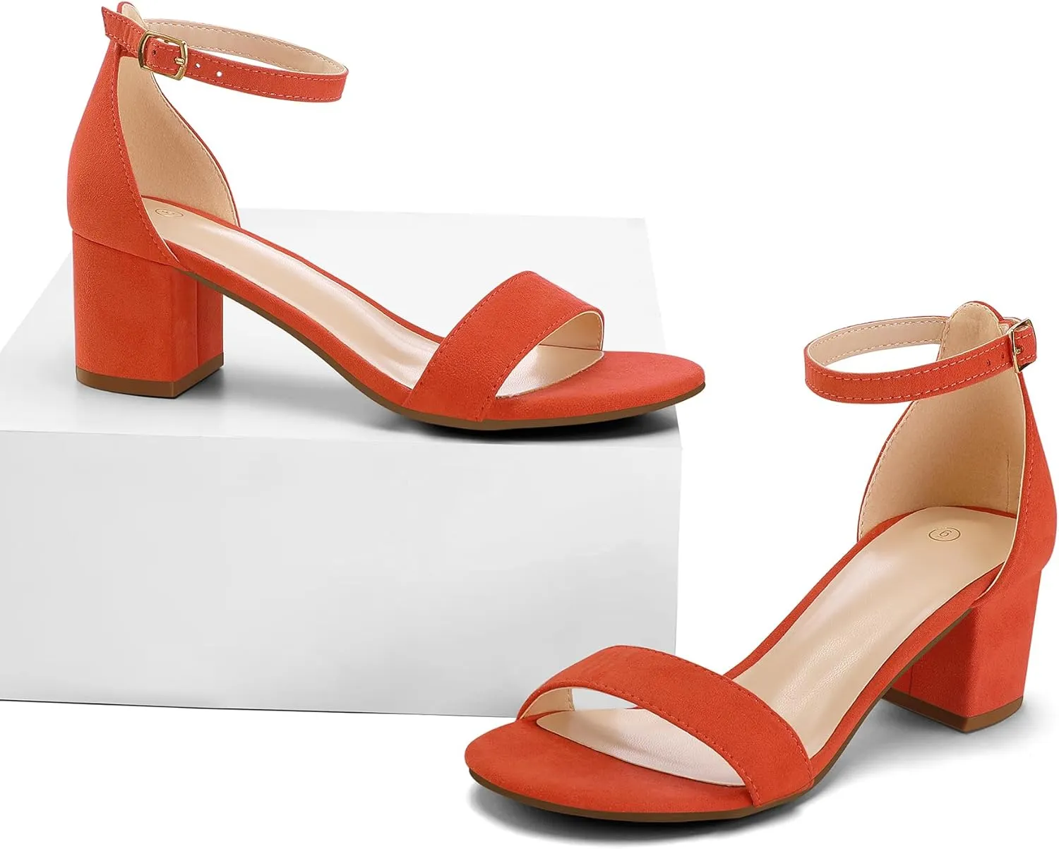 mysoft Women's Chunky Low Heels Open Toe Block Heeled Dress Ankle Strap Pump Wedding Sandals