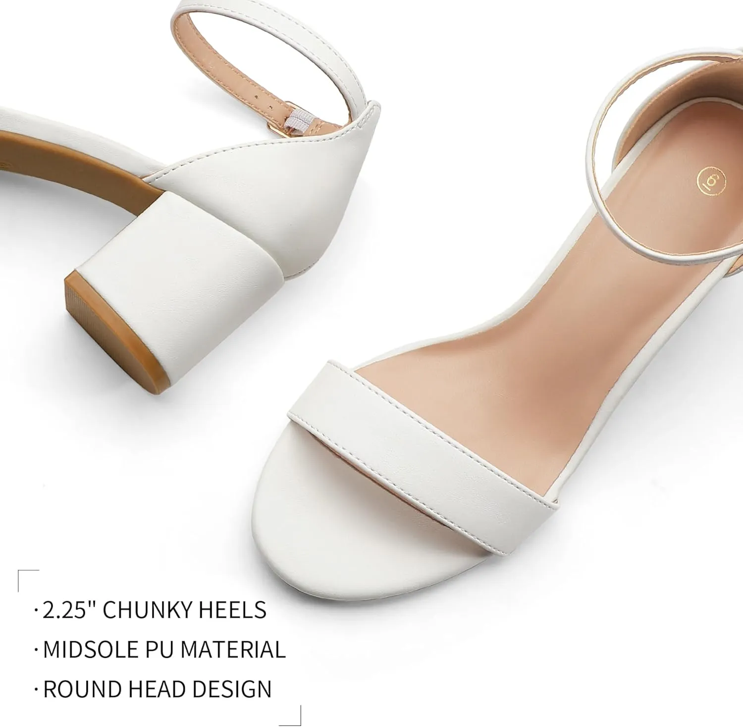 mysoft Women's Chunky Low Heels Open Toe Block Heeled Dress Ankle Strap Pump Wedding Sandals