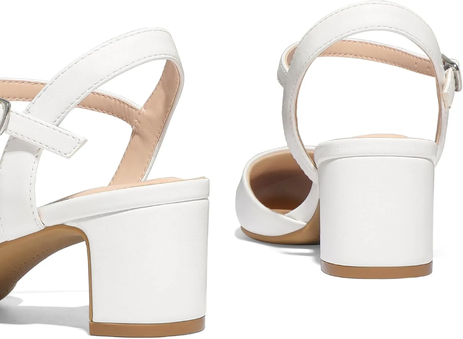 mysoft Women's Pumps 2 Inch Chunky Block Heel Pointed Toe Ankle Strap Slingback Wedding Party Dress Shoes