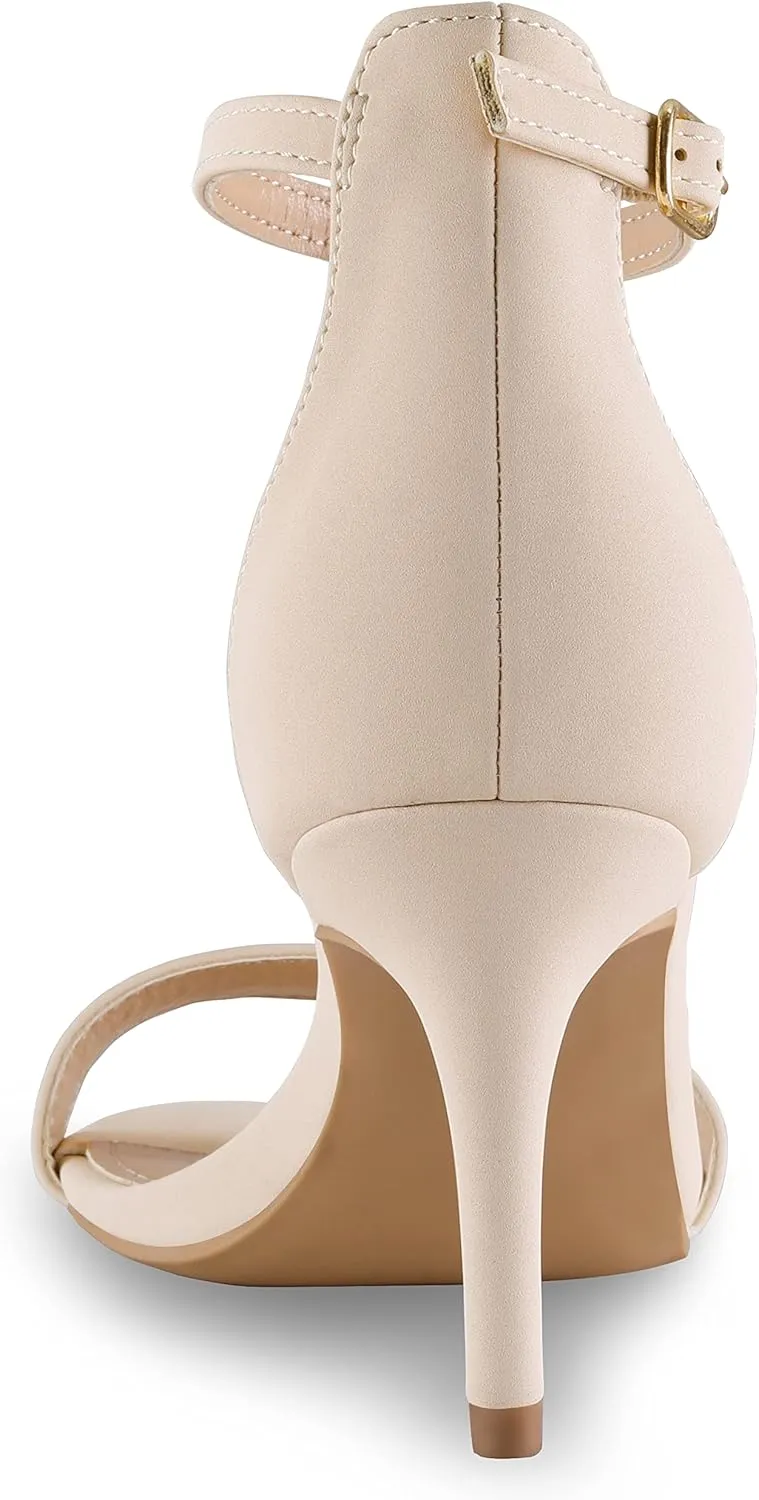 mysoft Women's Stilettos Pump Heel Sandals Ankle Strap Open Toe