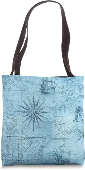 Nautical Vintage Blue Map Tote Bag