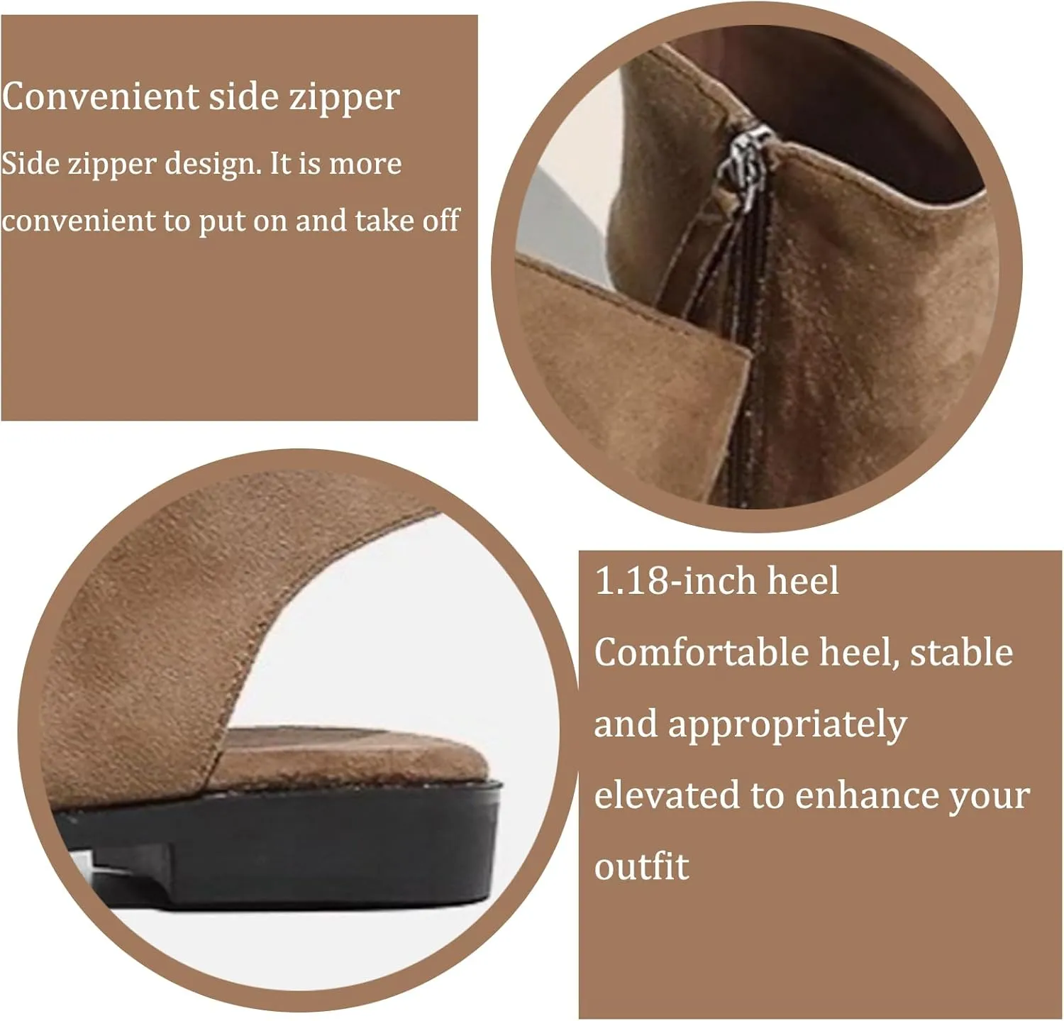 NELSBREXWomen'S Leather High-Top Flip Flops Roman Flat Sandals with Side Zipper Comfort Open Toe T-Strap Slingback Gladiator Boots Sandals