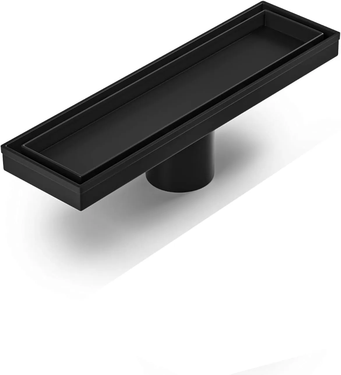 Neodrain 12 in Matte Black Linear Shower Drain- with 2-in-1 Flat & Tile Insert Cover, 304 Stainless Steel Rectangle Shower Floor Drain,Floor Shower Drain