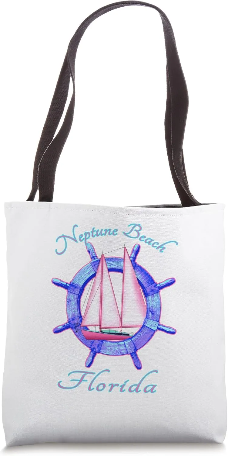 Neptune Beach Florida Sailboat Sailing Vacation Nautical Tote Bag