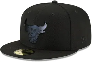 New Era Chicago Bulls 59FIFTY Black on Black Metal Badge Fitted Cap, Hat