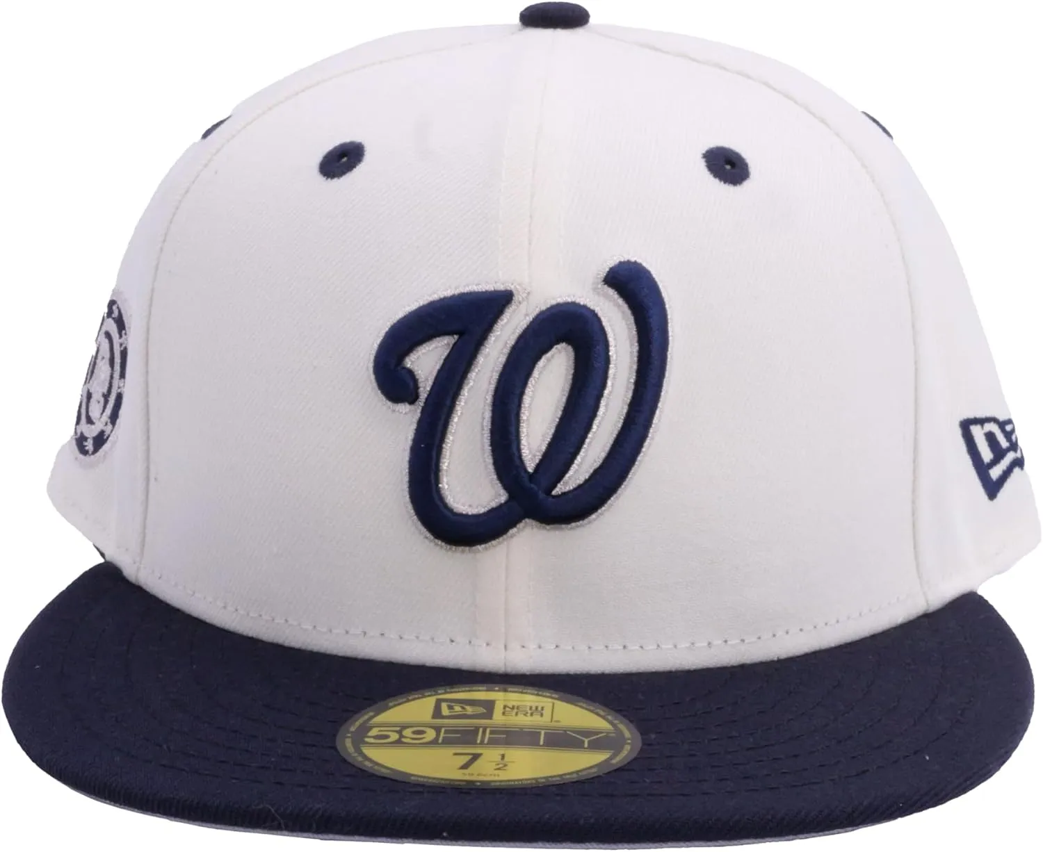 New Era MLB 59FIFTY Cooperstown Authentic Collection Chrome Fitted Hat (7 3/8, Washington Nationals White Black Cooperstown)