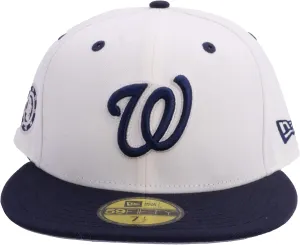 New Era MLB 59FIFTY Cooperstown Authentic Collection Chrome Fitted Hat (7 3/8, Washington Nationals White Black Cooperstown)