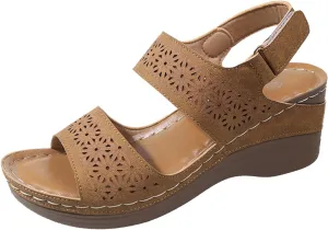New Fish Mouth Slotted Buckle Wedge Platform Casual Women's Sandals Texture Surface Summer Wedges Sandals for Women