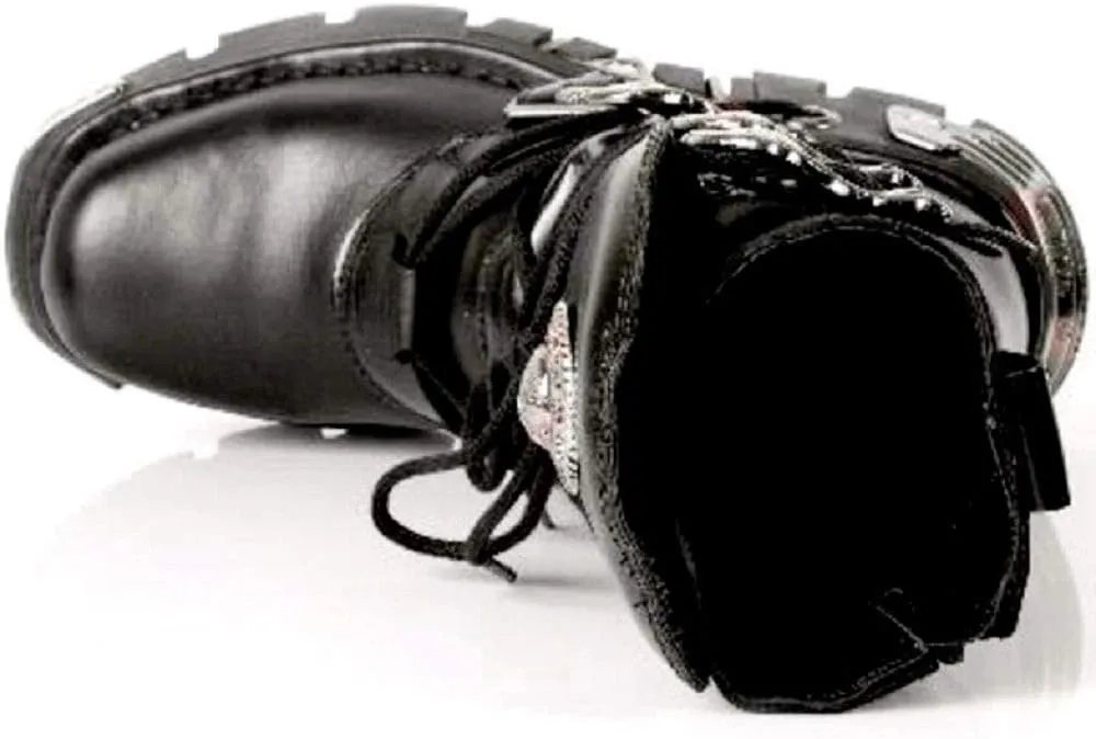 New Rock Newrock 391 S1 Black Metallic Reactor Goth Biker Unisex Black Boots