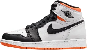 Nike Youth Air Jordan 1 Retro High OG GS Electro Orange, White/Electro Orange/Black, 5Y