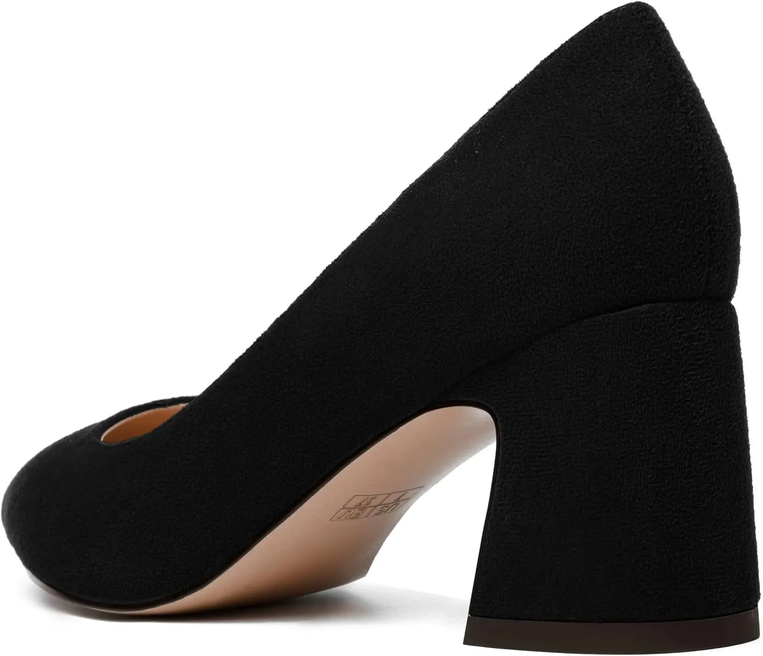 NUMALEO Womens Suede Wedding Solid Slip On Pointed Toe Dress Chunky Mid Heel Pumps Shoes 2.5 Inch