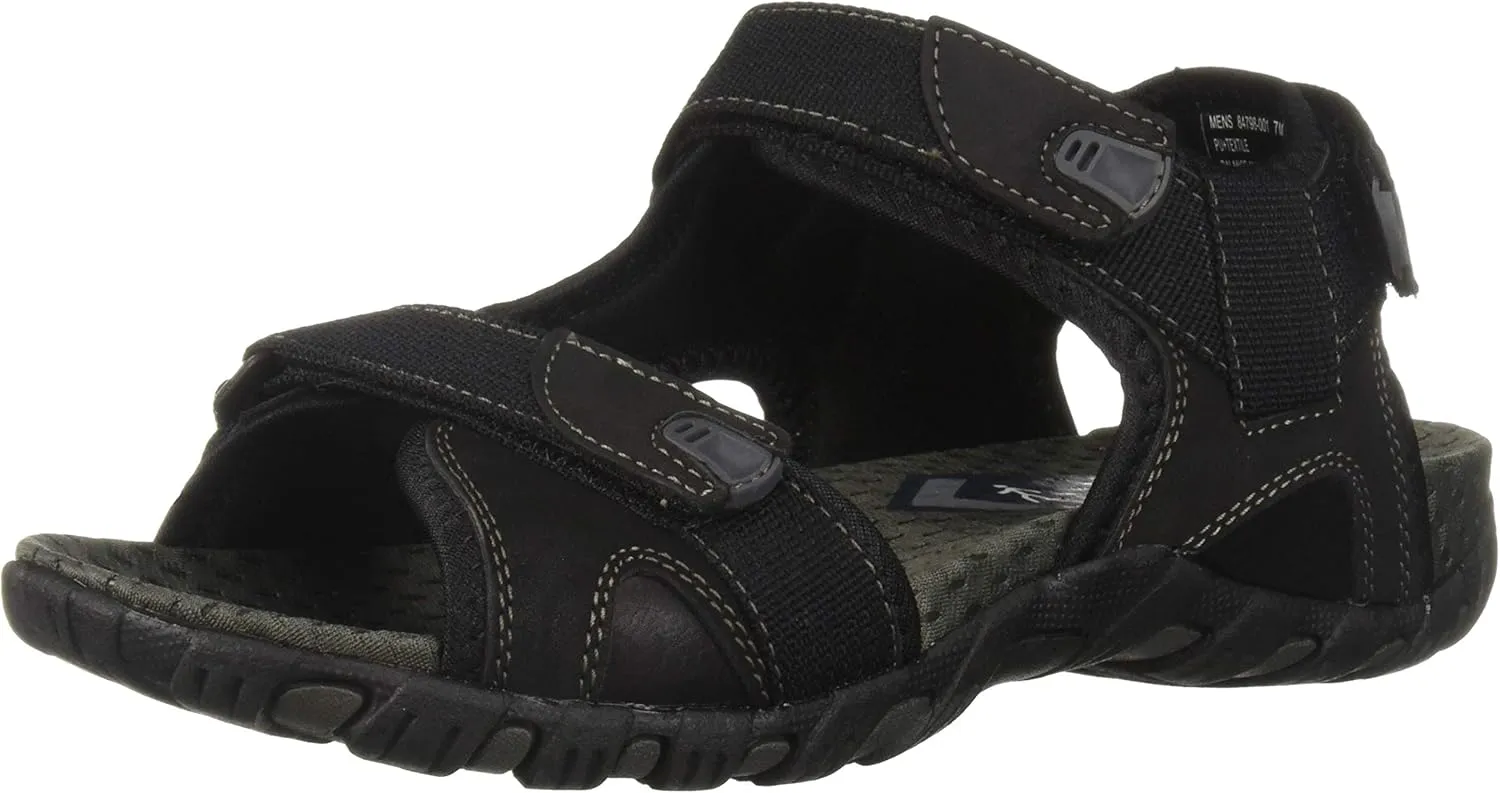 Nunn Bush Men's Rio Bravo Three Strap Outdoor Sport River Sandal with Hook and Loop Closure