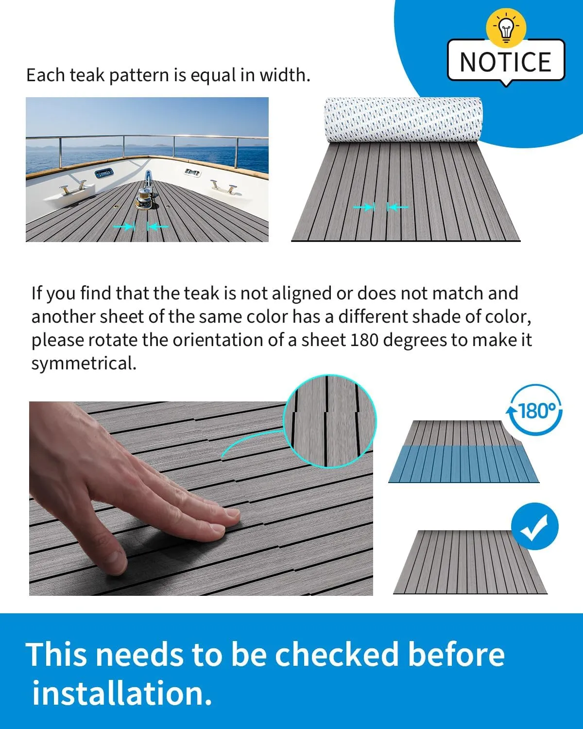 OCEANBROAD EVA Foam Boat Flooring with 3M Adhesive Backing Marine Self-Adhesive Decking 96''x45.6''/36''/28.8''/16.8'', 48''x16.8'' Faux Teak Sheet for Jon Boats Swim Platform Helm Pad RV Floor
