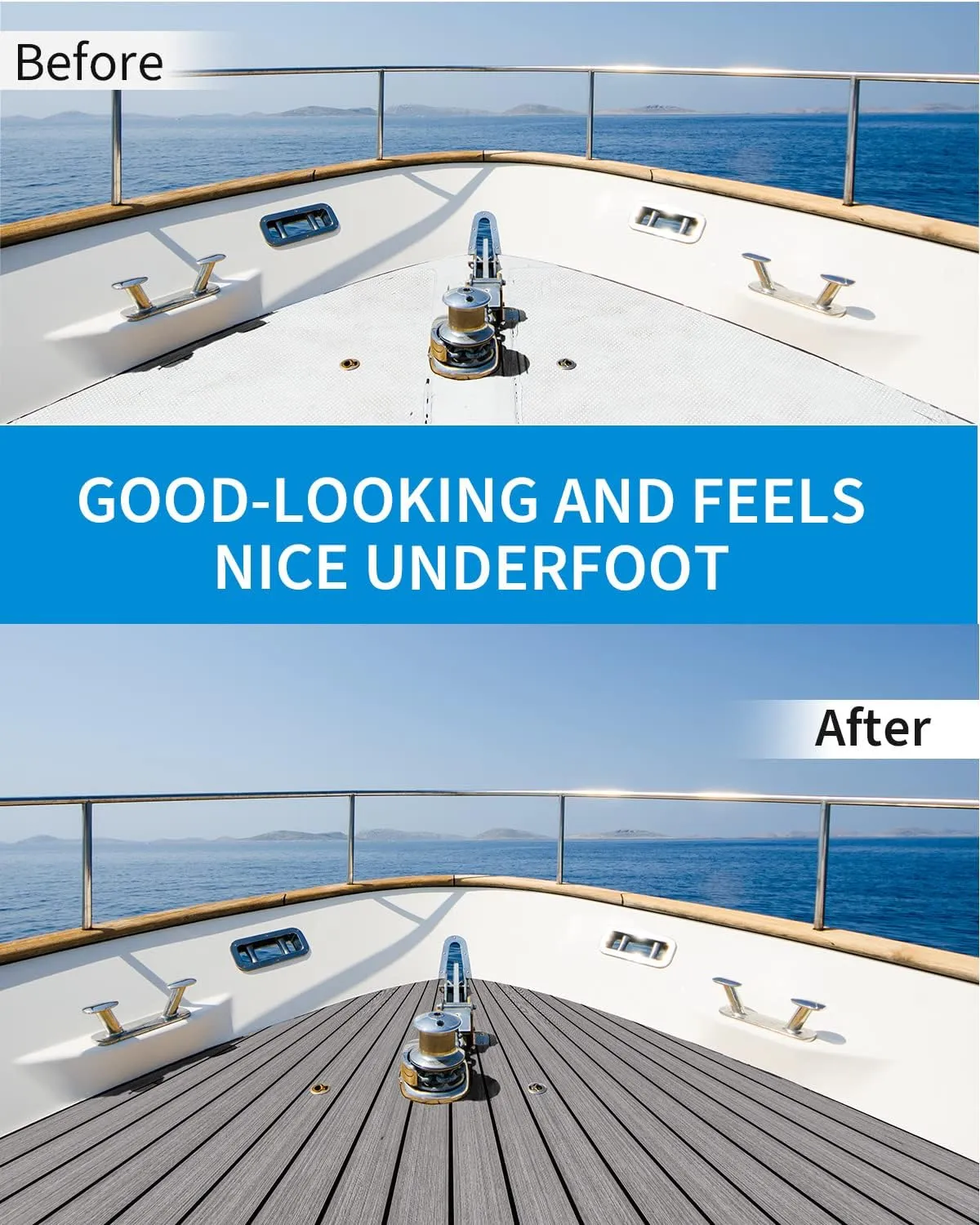 OCEANBROAD EVA Foam Boat Flooring with 3M Adhesive Backing Marine Self-Adhesive Decking 96''x45.6''/36''/28.8''/16.8'', 48''x16.8'' Faux Teak Sheet for Jon Boats Swim Platform Helm Pad RV Floor