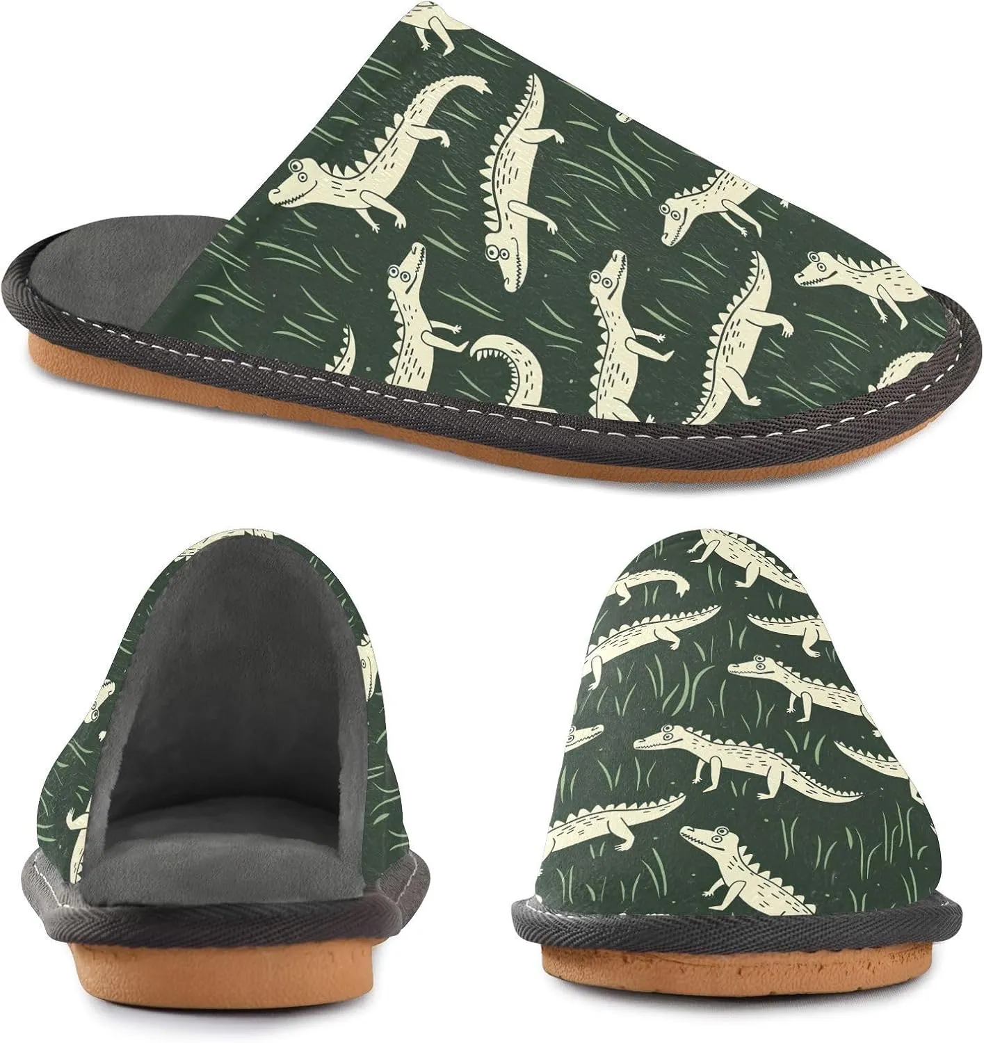 ODAWA Zebra Yellow Male Shoe House Slippers Memory Foam Plush Mens Slip on House Shoes