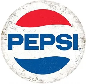 Original Metal Signs Round Pepsi Button Vintage Metal Sign, 30cm