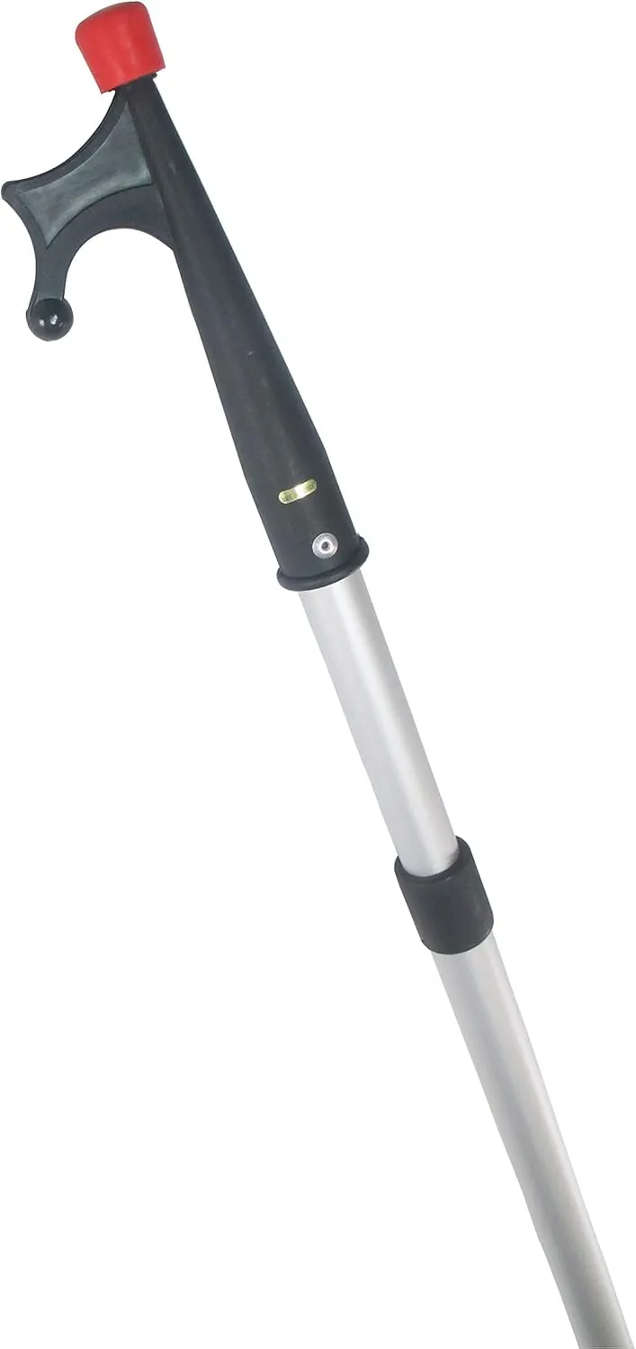Pactrade Marine Anodized Aluminum Telescopic Kayak Boat Hook Dock Docking Extend Sections Adjustable Extendable Length Plastic PC Red Tip Non-Slip Black Locking Vinyl Mechanism Ring Handles