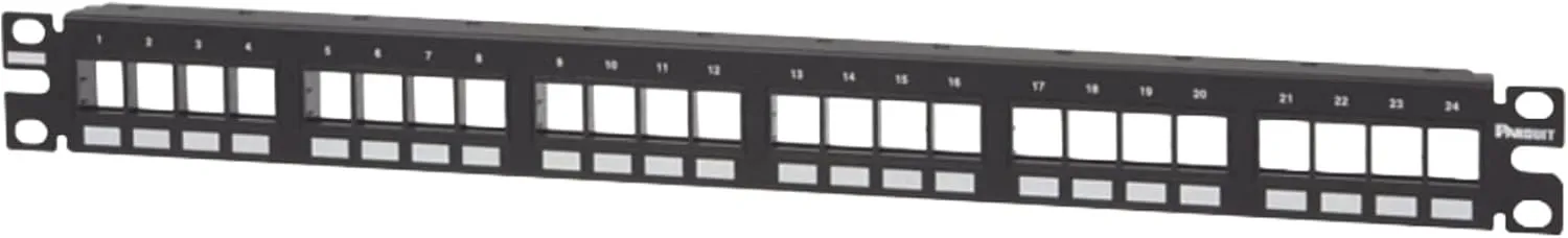 Panduit NKPP24FMY Category-6 24-Port Flat Modular Patch Panel, Black