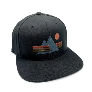 Peak Prism Baseball Hat – Flat or Curved Bill Cap for Men & Women – Sunrise Mountain Design by Black Lantern