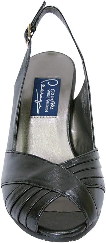 Peerage Daphne Women's Wide Width Peep Toe Pleated Upper Slingback Pumps