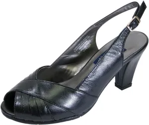 Peerage Daphne Women's Wide Width Peep Toe Pleated Upper Slingback Pumps