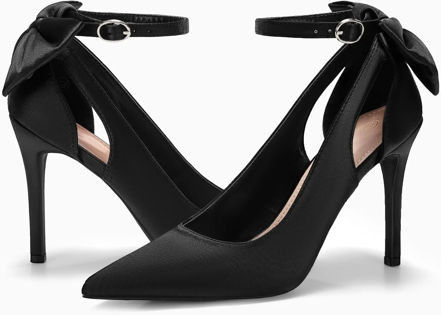 PiePieBuy Women's Pointed Toe High Heels Ankle Strap D'Orsay Pumps Shoes Bow Wedding Bowtie Back Dress Sandals