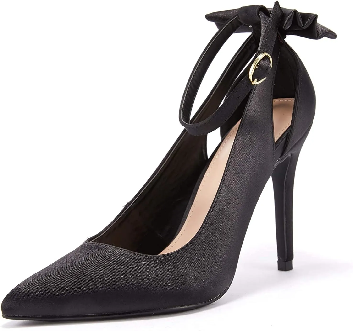 PiePieBuy Women's Pointed Toe High Heels Ankle Strap D'Orsay Pumps Shoes Bow Wedding Bowtie Back Dress Sandals