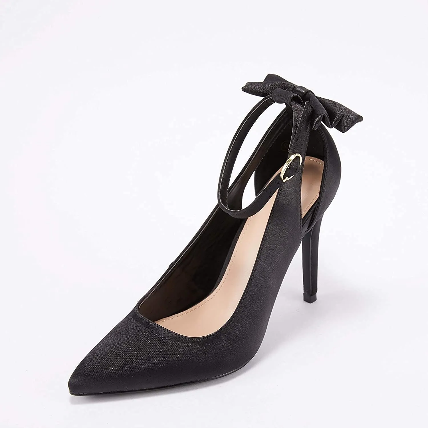 PiePieBuy Women's Pointed Toe High Heels Ankle Strap D'Orsay Pumps Shoes Bow Wedding Bowtie Back Dress Sandals
